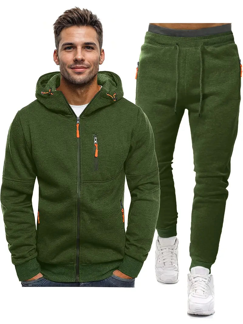 Heren Trainingspak 2-Delig - Sportieve Jogging Outfit met Lange Mouwen