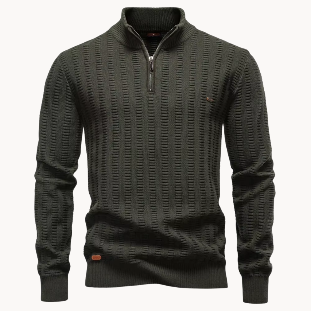Heren Trui Katoen Quarter-Zip met Textuur Warm en Comfortabel - StudioMarella