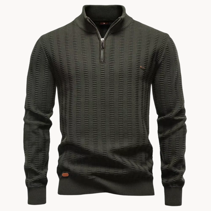 Heren Trui Katoen Quarter-Zip met Textuur Warm en Comfortabel - StudioMarella