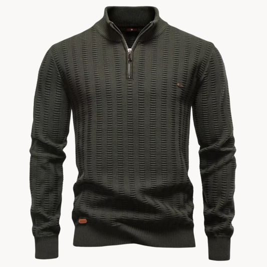Heren Trui Katoen Quarter-Zip met Textuur Warm en Comfortabel - StudioMarella