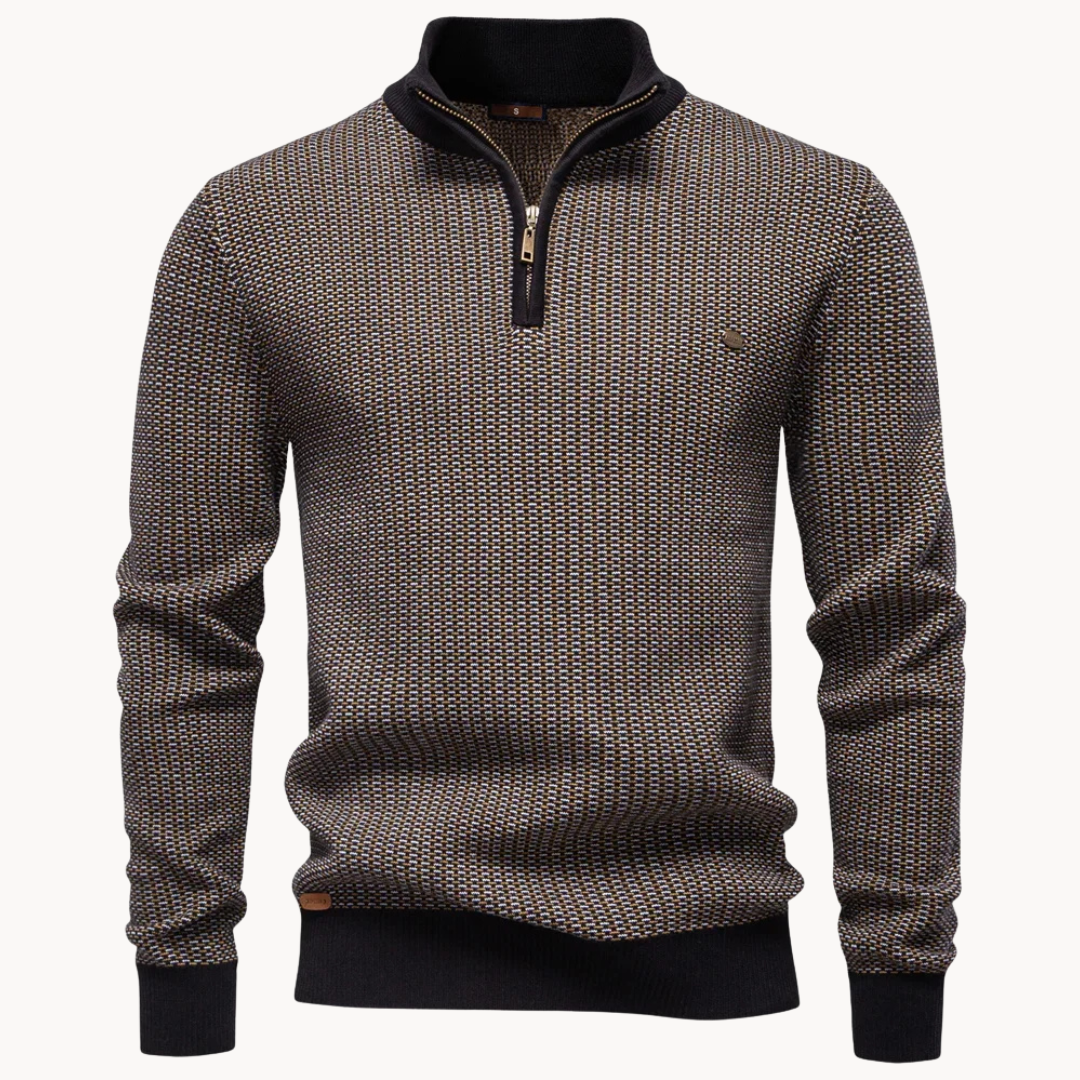 Pullover met Textuur en Kwart Rits voor Heren