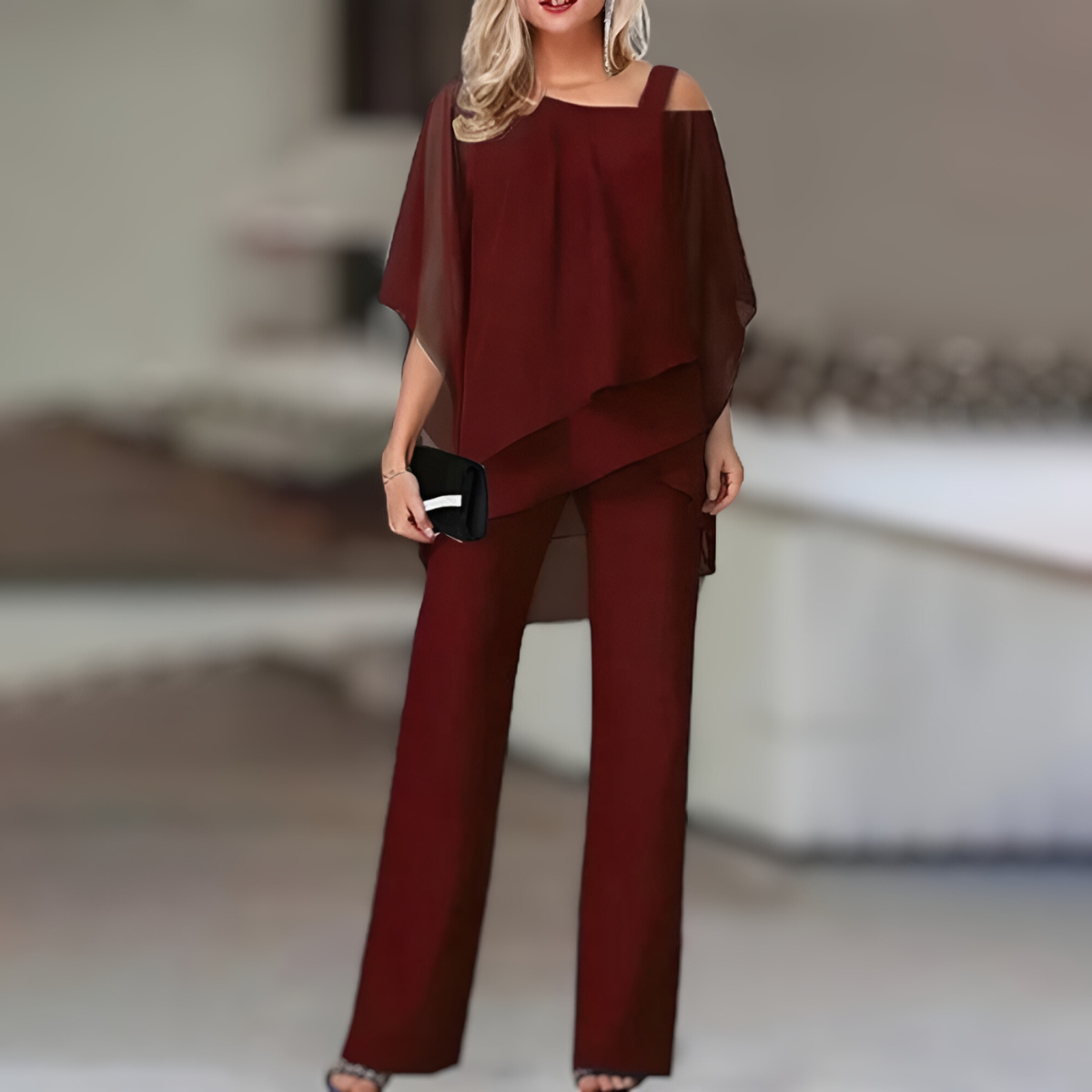 Dames Tweedelige Set Elegante Jurk en Broek