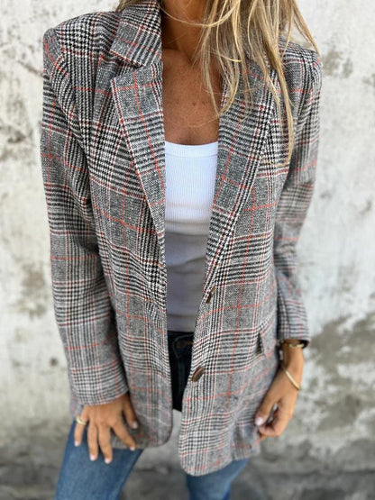 Dames Blazer Geruit Stijlvol Jasje Trendy Kleding