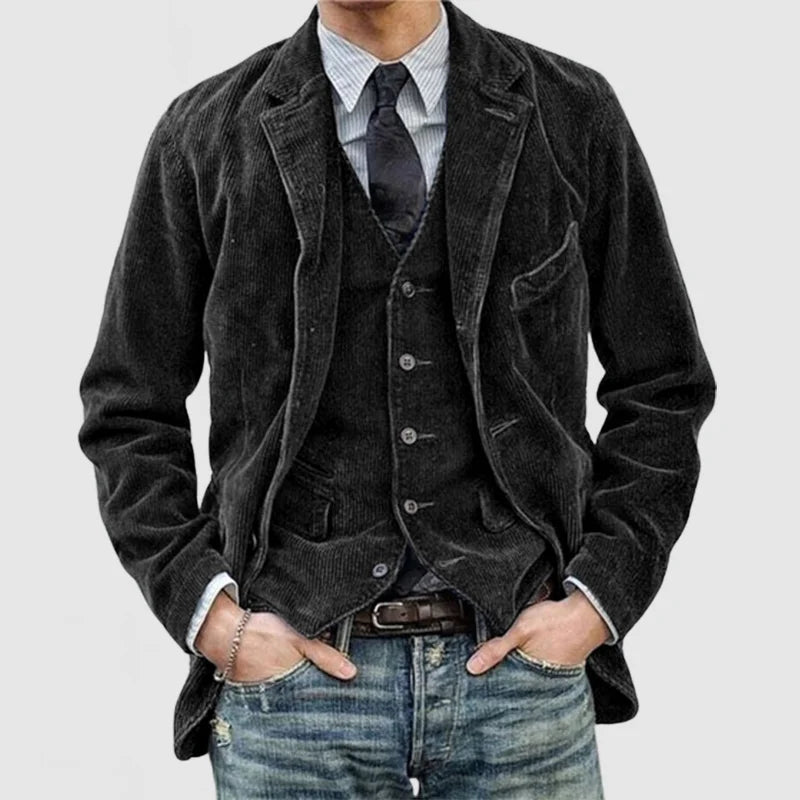 Heren Blazer Slim Fit Donkere Kleur Met Knoopsluiting