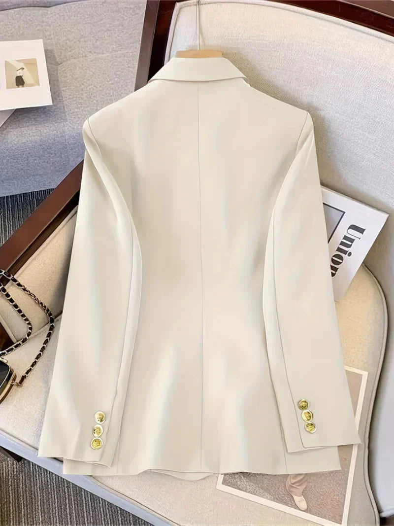 Damesblazer Slim Fit Gouden Knopen Elegant Zwart