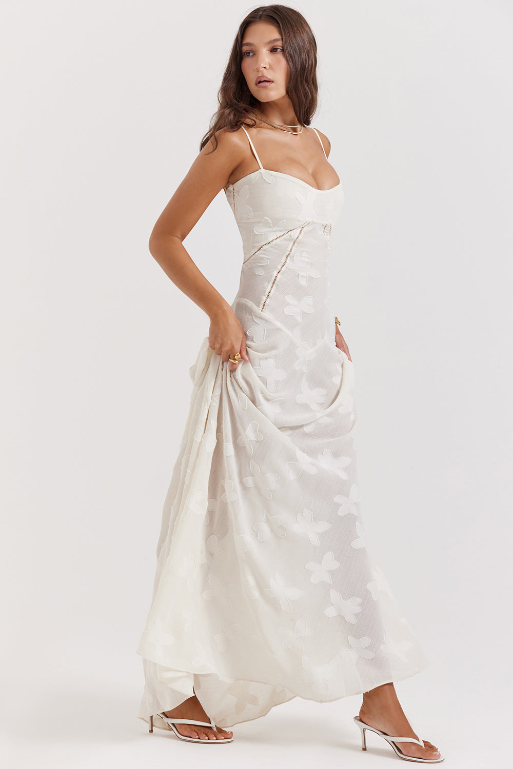 Elegante Maxi Jurk Geborduurd voor Vrouw