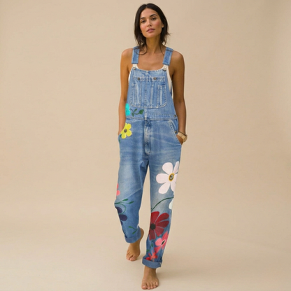 Bloemenprint Jumpsuit Denim voor Vrouw