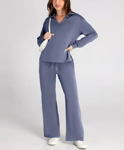 Dames Sweater Set met Wijde Broek - Zacht en Warm voor Herfst en Winter