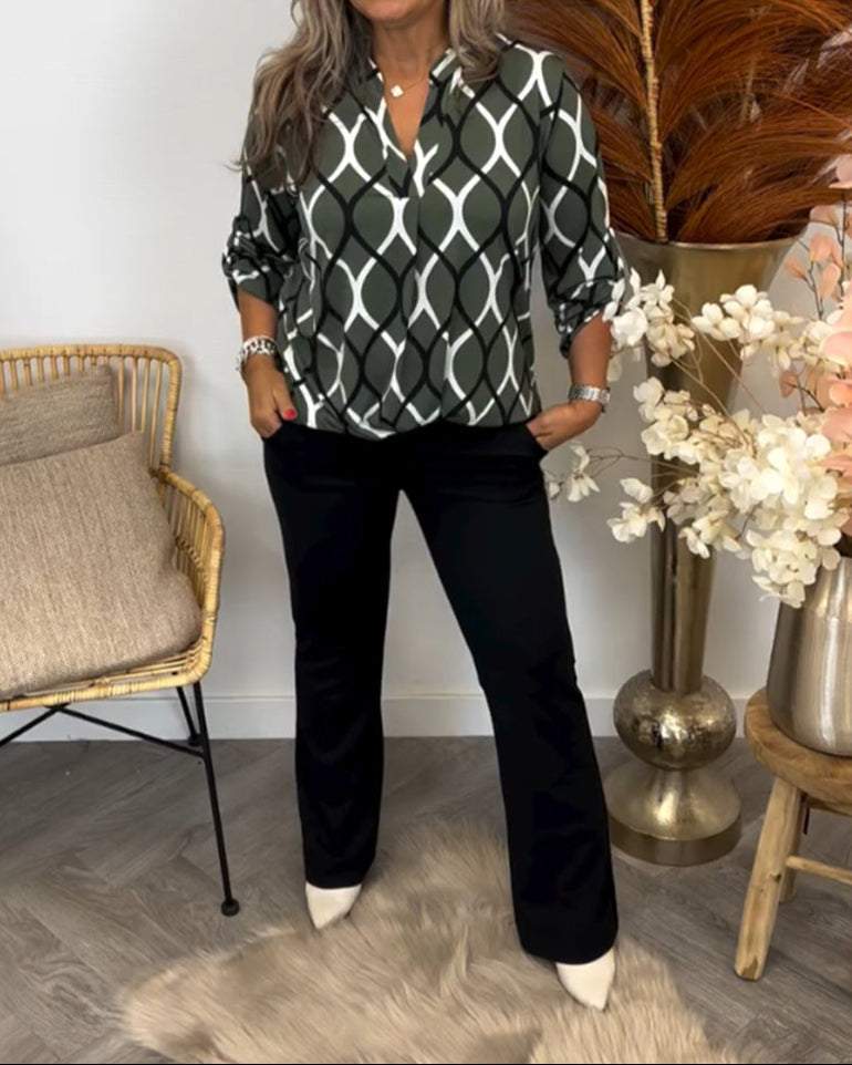 Dames Blouse Casual Lange Mouw Comfortabele Pasvorm