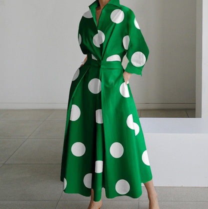 Dames Jurk Overhemdkraag Elegante Korte Mouw