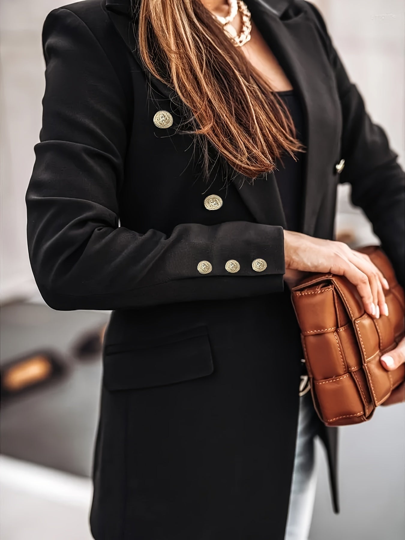 Damesblazer Zakelijk Elegance met Dubbele Knoopsluiting
