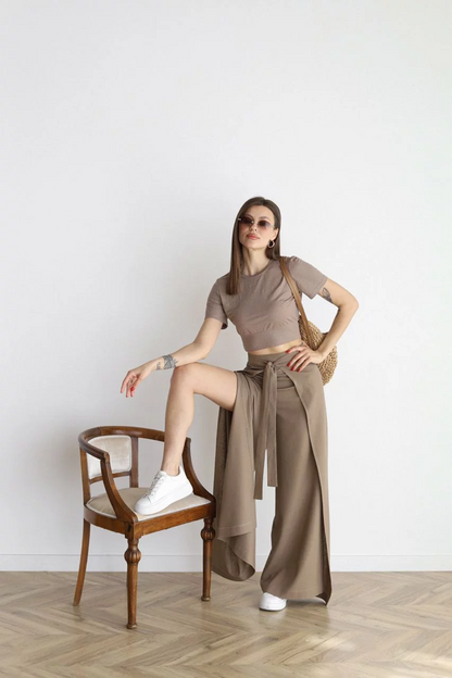 Linnen Pantalon Wijd Model voor Vrouw