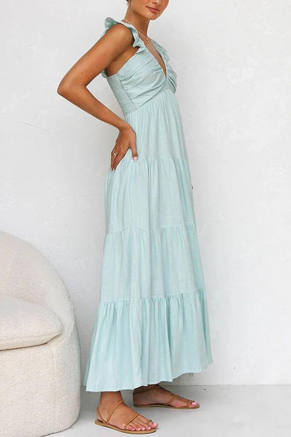 Lange Maxi Jurk voor Vrouw Luchtig en Elegante Stijl