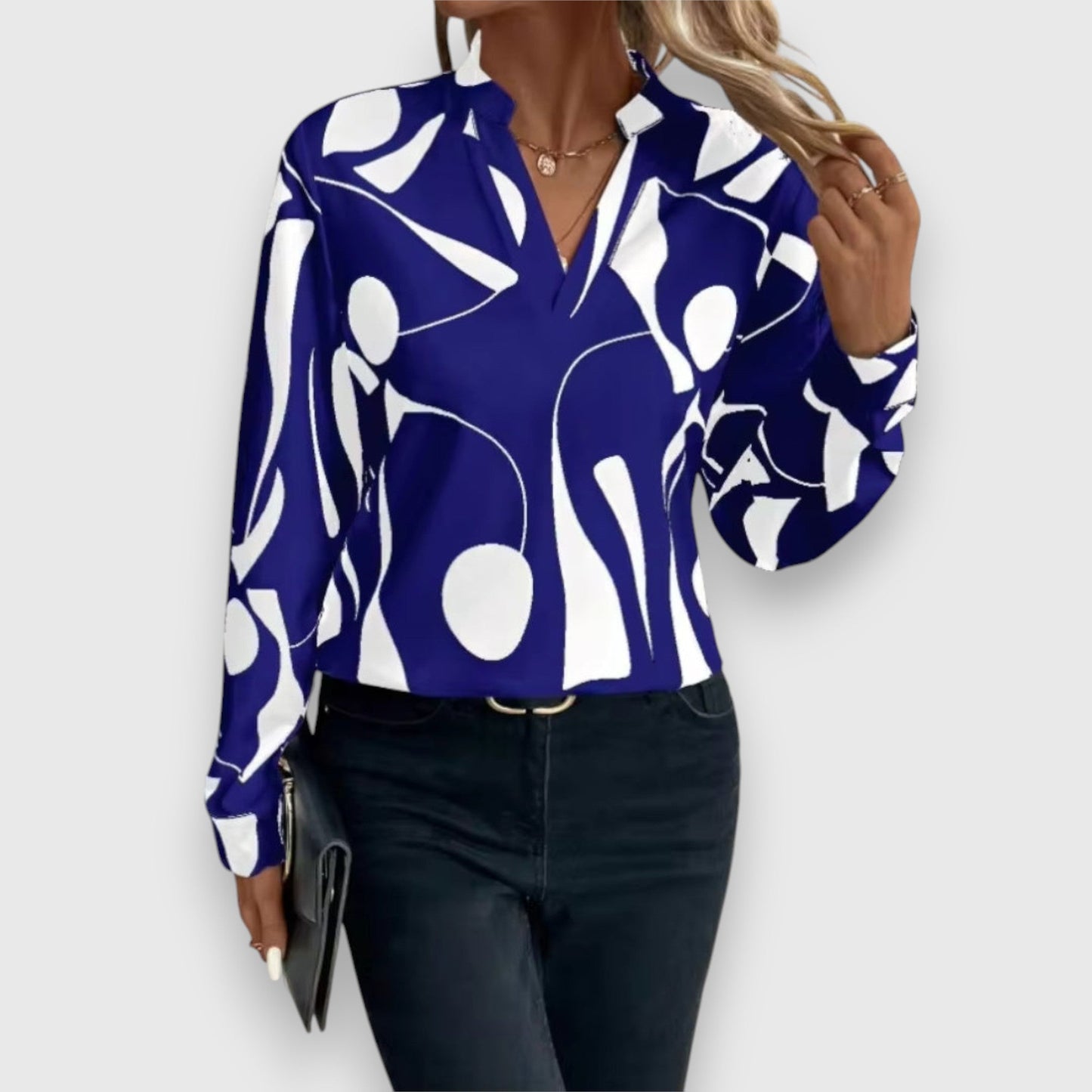 Dames Blouse Met Grafisch Patroon Comfortabele Pasvorm