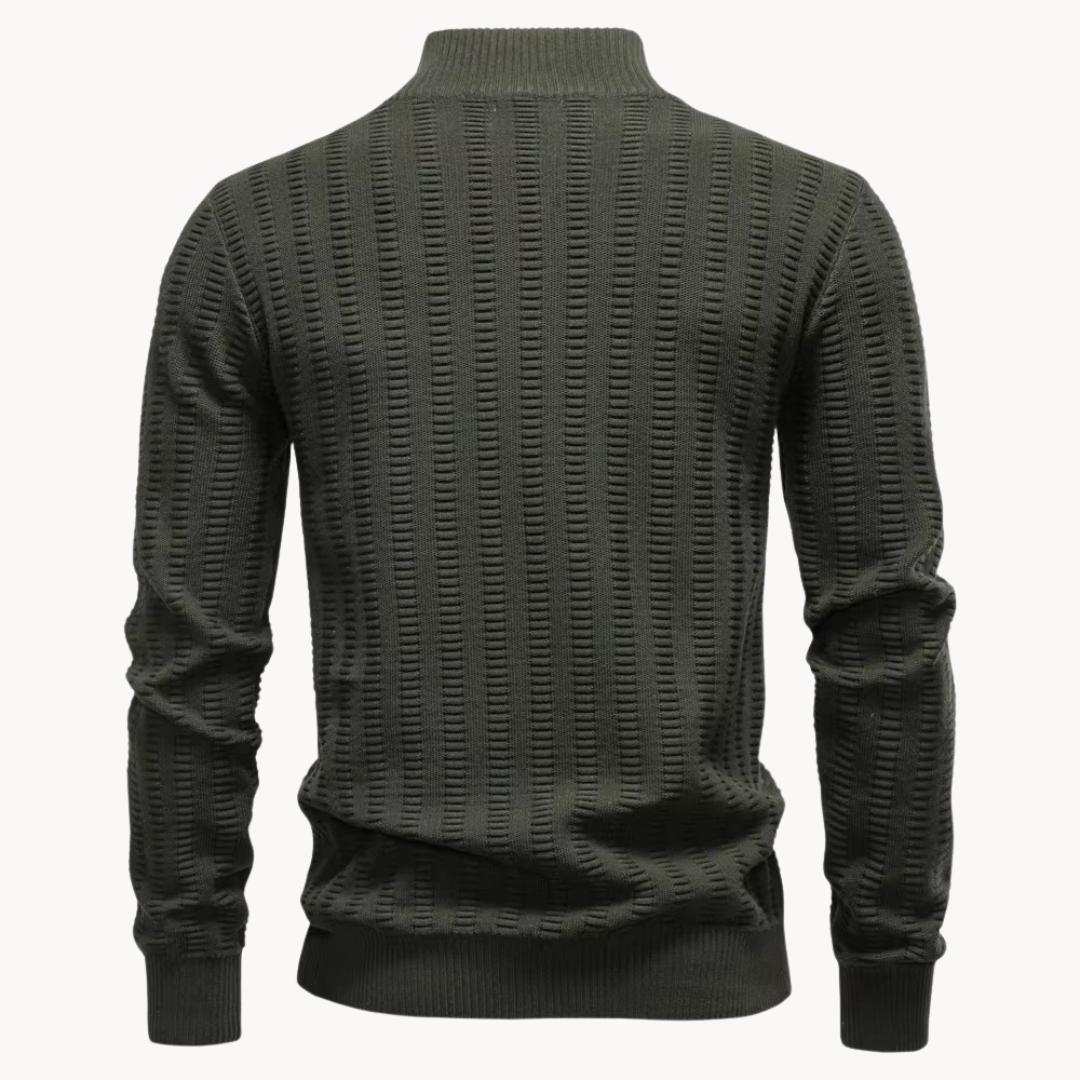 Heren Trui Katoen Quarter-Zip met Textuur Warm en Comfortabel