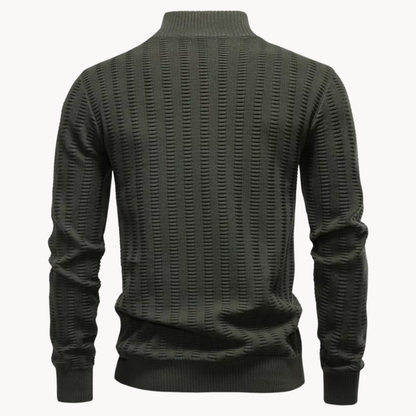 Heren Trui Katoen Quarter-Zip met Textuur Warm en Comfortabel