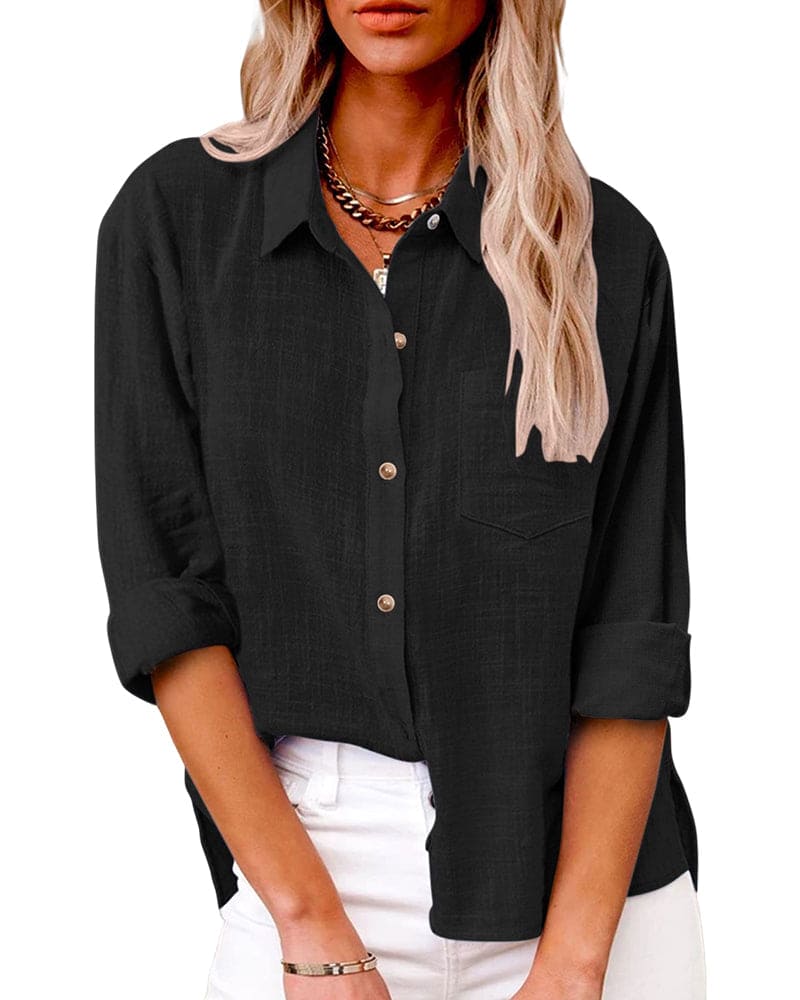 Vrouwen Blouse Lange Mouwen met Zakken