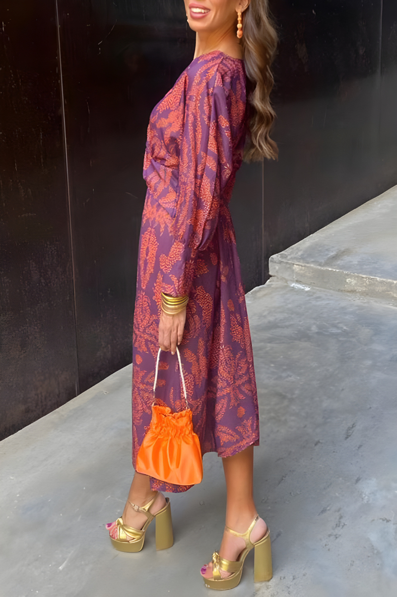 Maxi Jurk voor Dames met V-Hals en Knoopdetails
