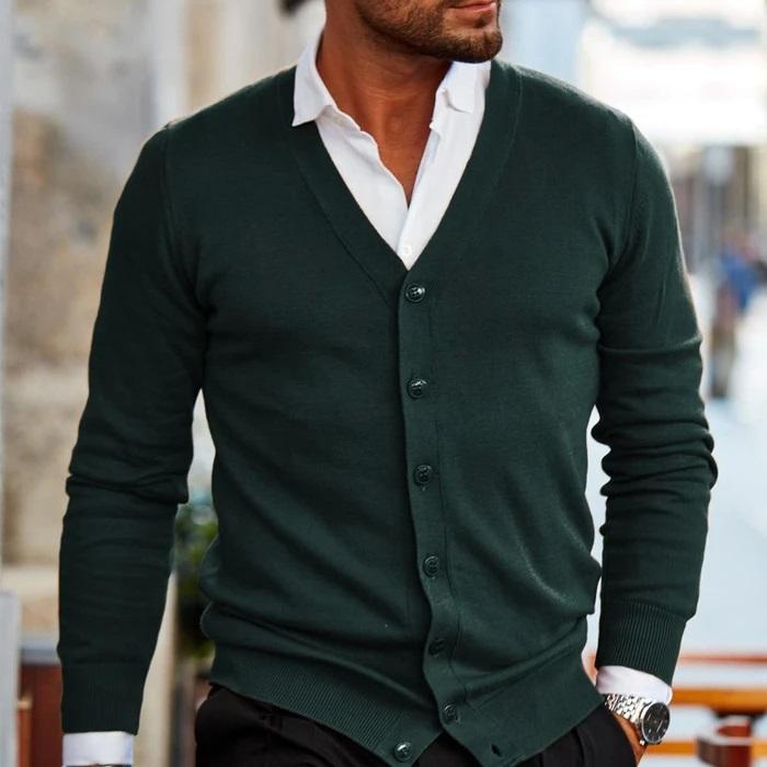 Mannen Cardigan Casual Stefan Vest Zwart