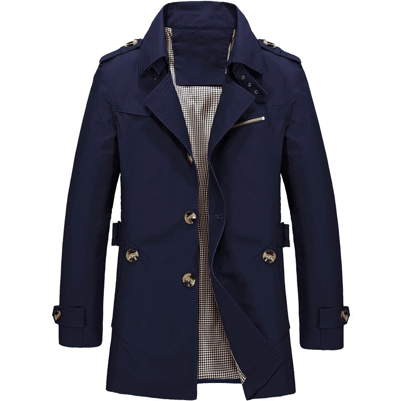 Elegante Lange Lederen Jas