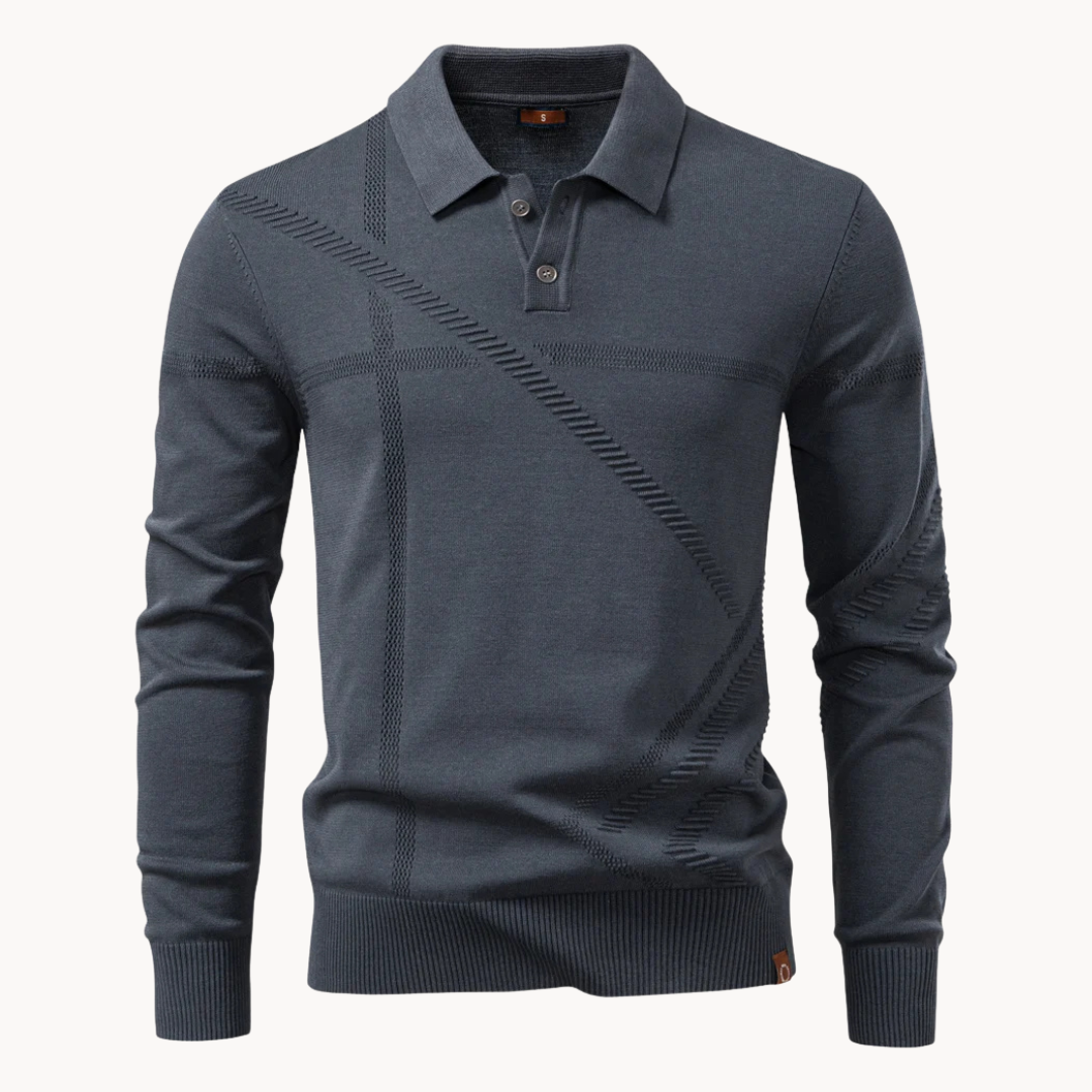 Heren Polo Shirt Gebreid met Subtiele Structuur