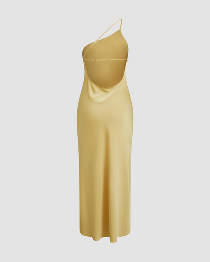 Elegante Avondjurk van Satijn met Hoge Split