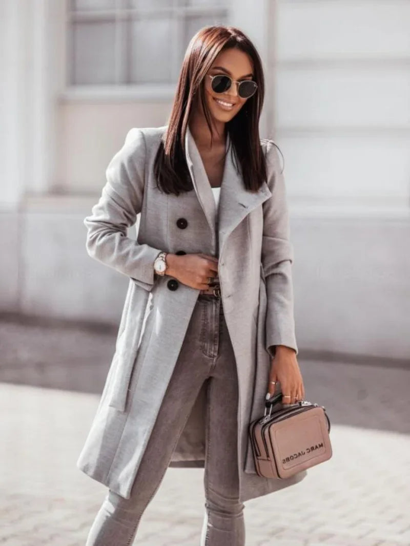 Dames Trenchcoat Klassiek met Dubbele Knopen Sluiting - StudioMarella