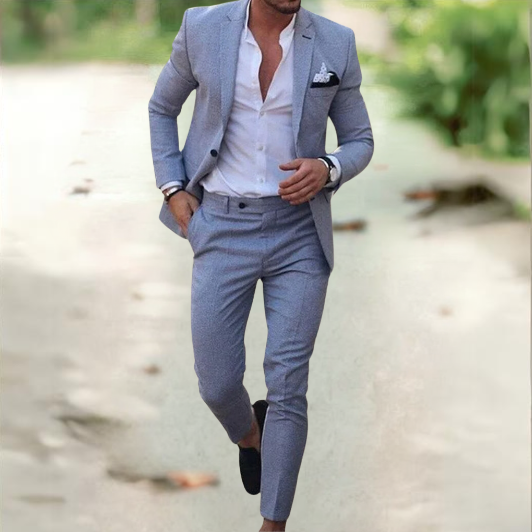 Heren Zomer Pak 2-Delig Linnen Slim FitBruiloft en Casual