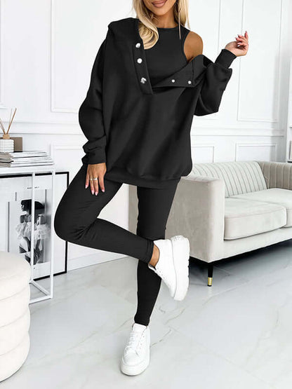 Dames Hoodie Set Fleece - Comfortabele Trui met Broek