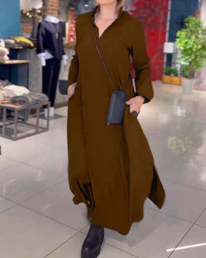 Lange Jurk Comfortabel Met Splitten