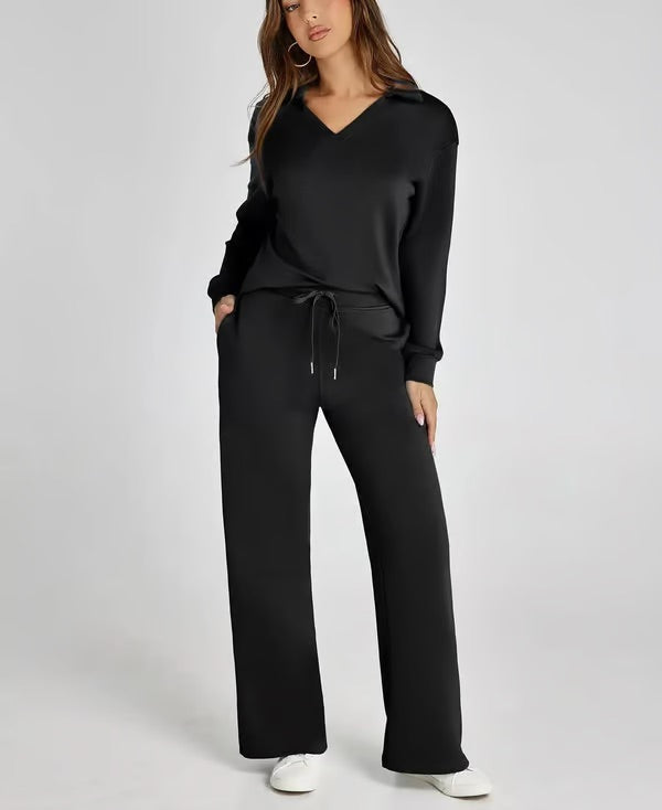 Dames Sweater Set met Wijde Broek - Zacht en Warm voor Herfst en Winter
