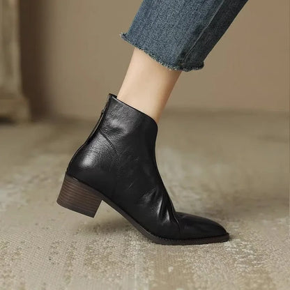 Dames Enkelboots met Hak Retro Stijl Herfst Collectie