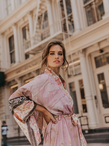 Maxi Kimono Dames Bloemenprint Zomerjurk