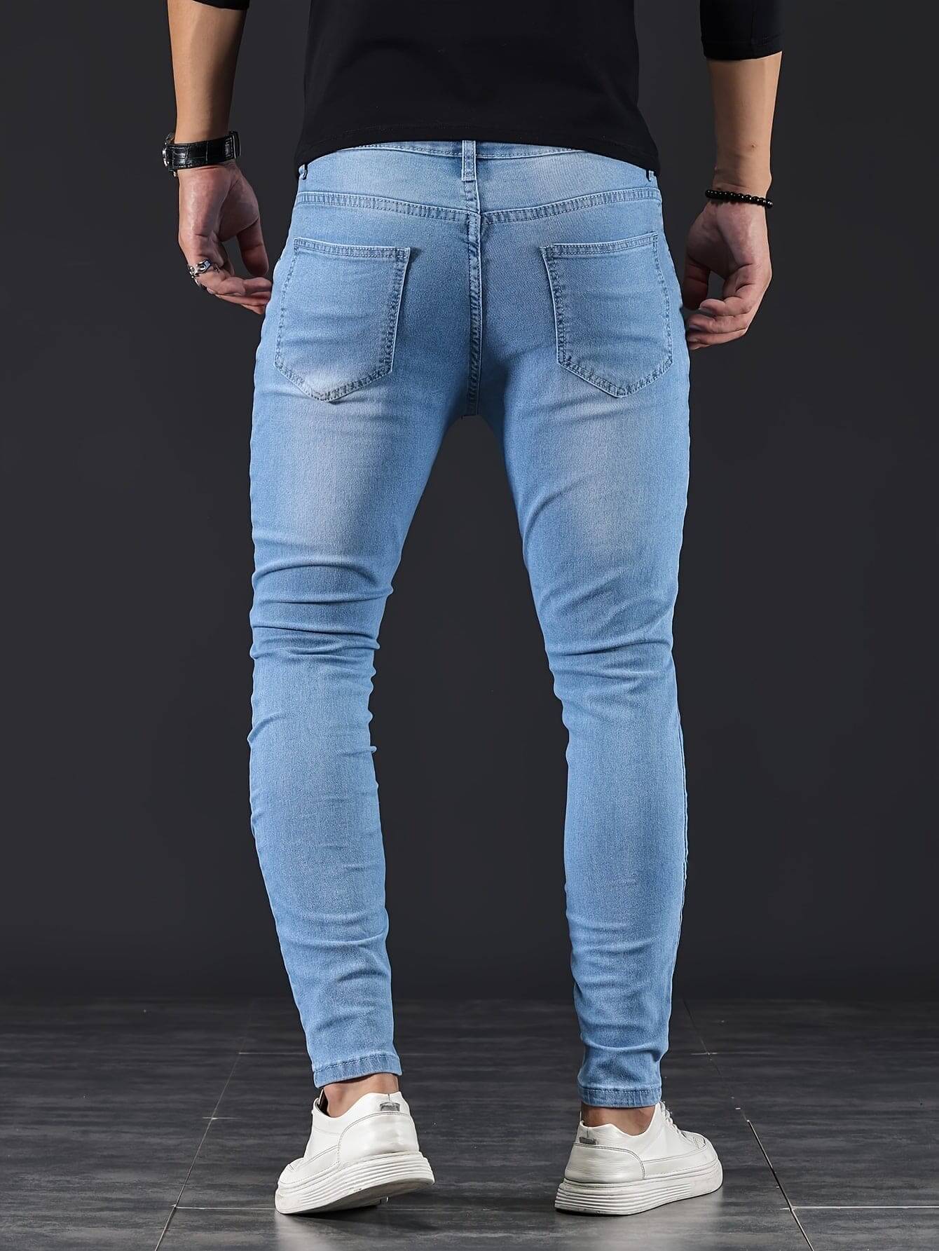 Heren Skinny Jeans – Slim Fit Spijkerbroek met Rits en Stretch