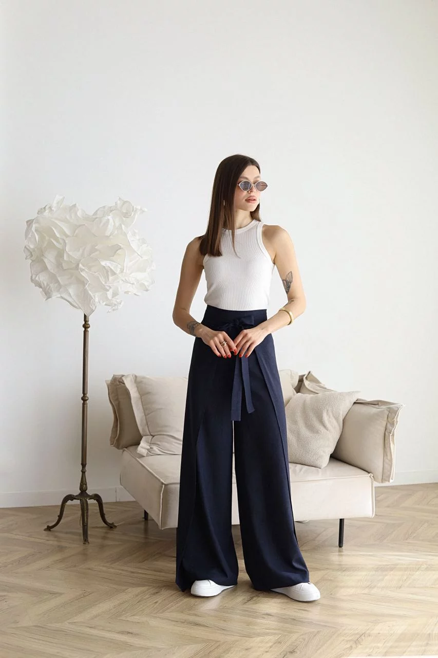 Linnen Pantalon Wijd Model voor Vrouw - StudioMarella