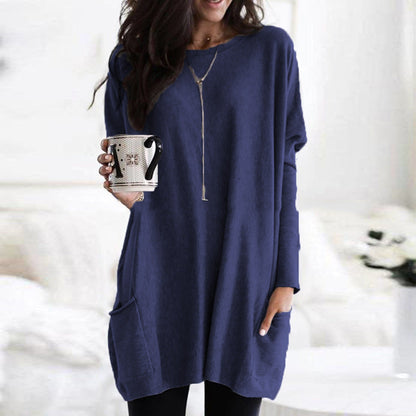 Dames Top met Lange Mouwen en Zakken Basis Collectie → Dames Top Lange Mouwen Zakken Comfortabel Basis
