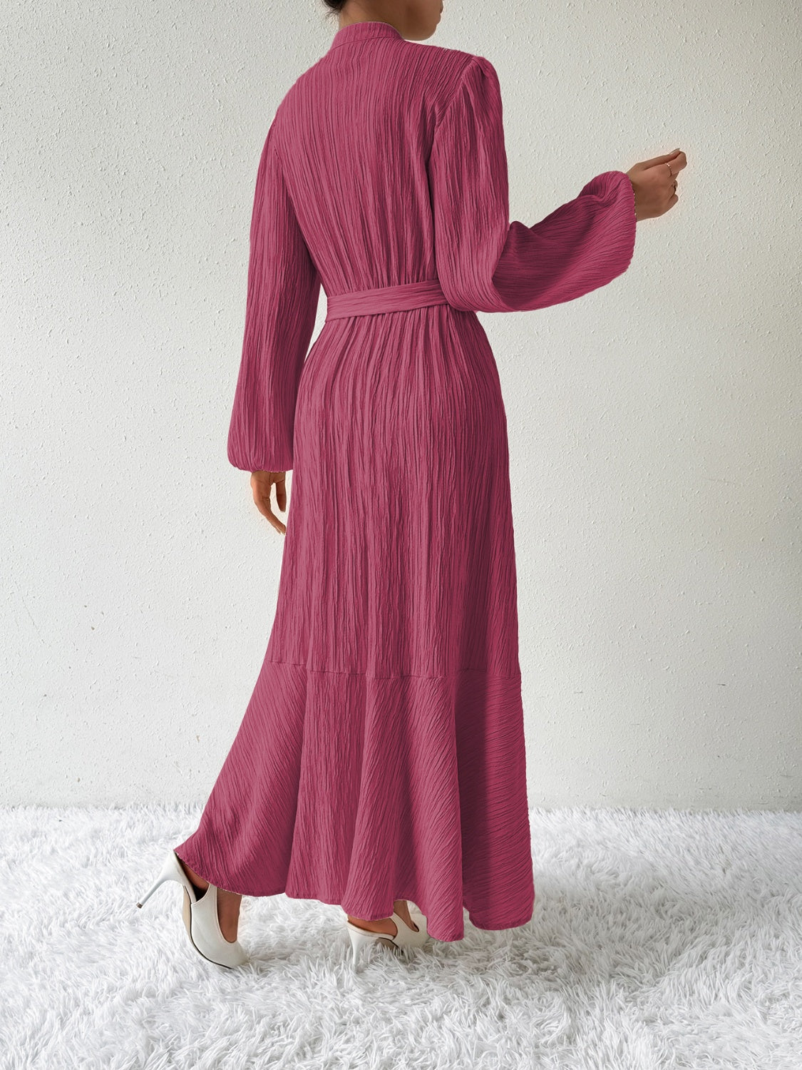 Vrouwenjurk Lange Mouwen met Taille Accent