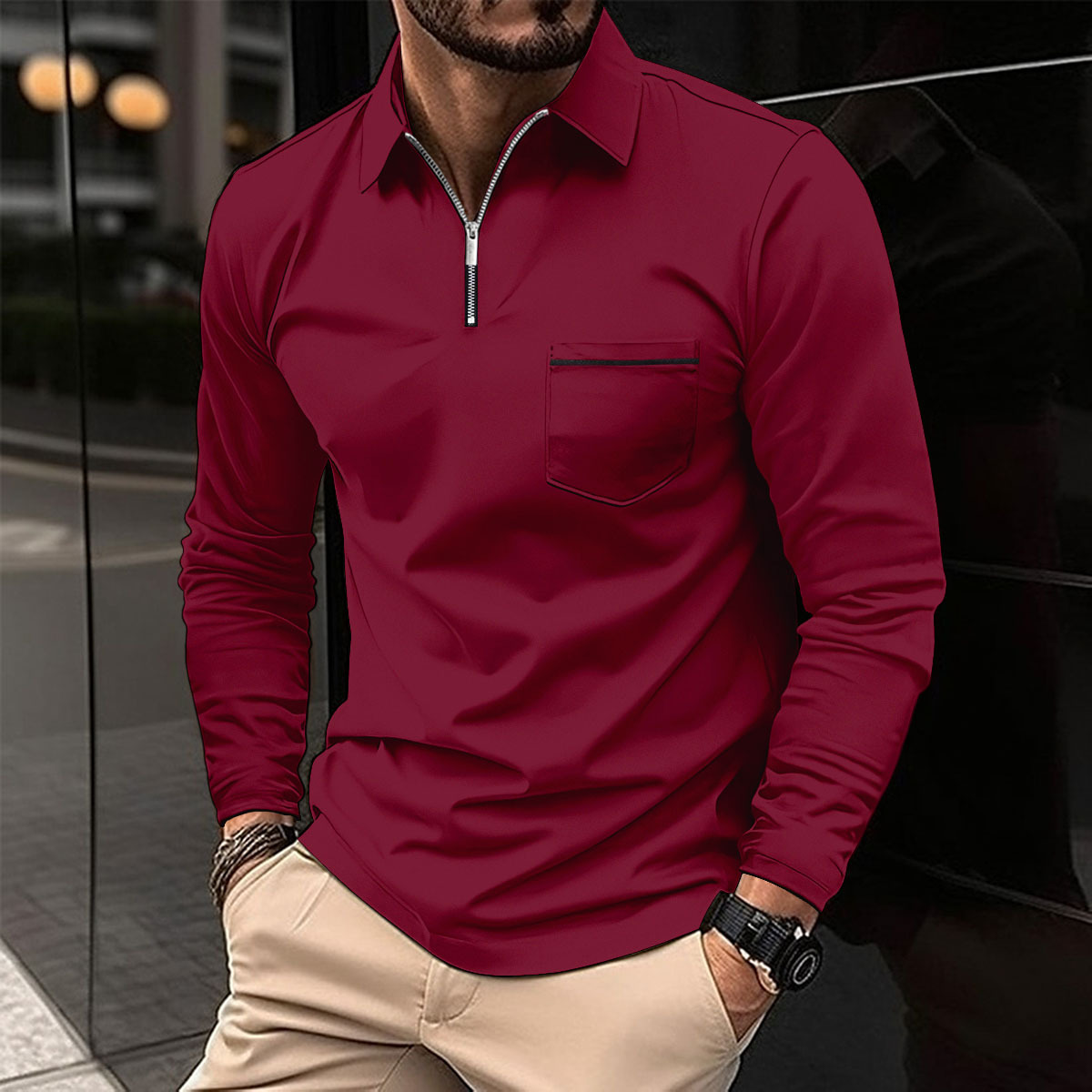 Heren Polo Shirt Lange Mouw Klassiek Design