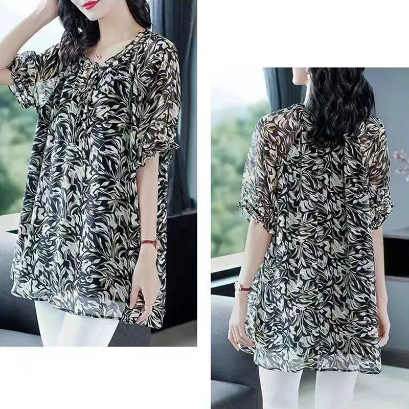 Lente Blouse Grote Maat Chiffon Vrouwen Zomer