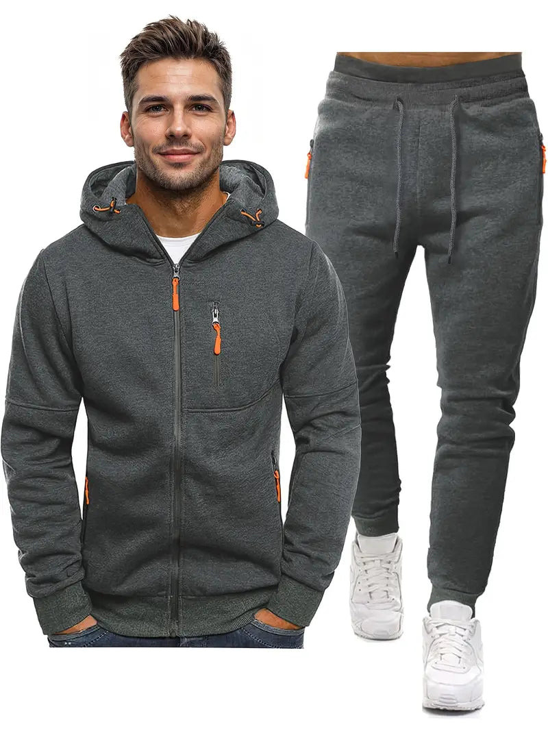 Heren Trainingspak 2-Delig - Sportieve Joggingbroek met Lange Mouwen