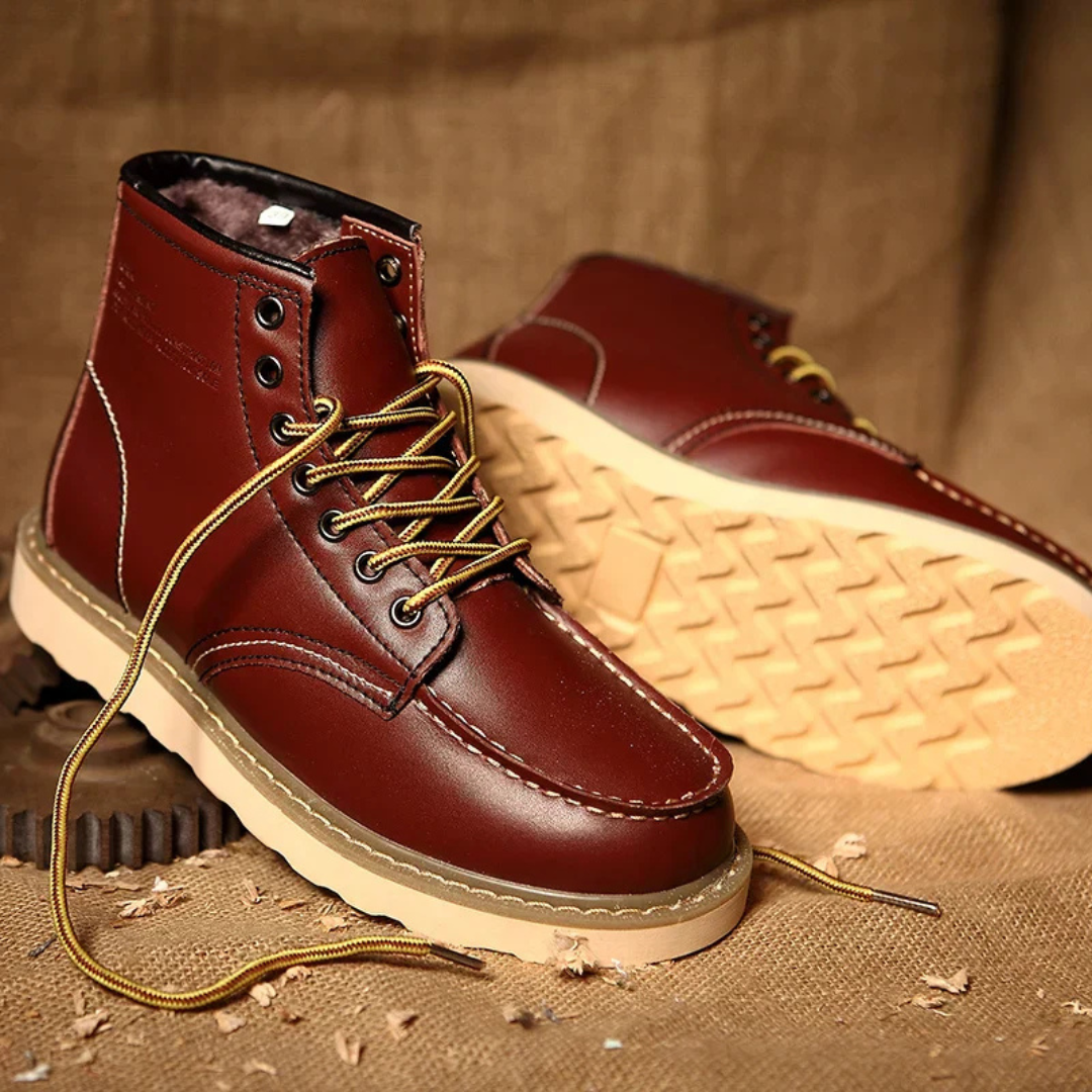 Heren Veterboots Stevige Zool Leren Boots Vintage Stijl