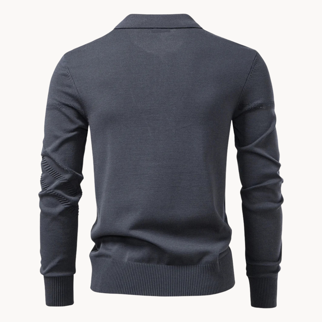 Heren Polo Shirt Gebreid met Subtiele Structuur