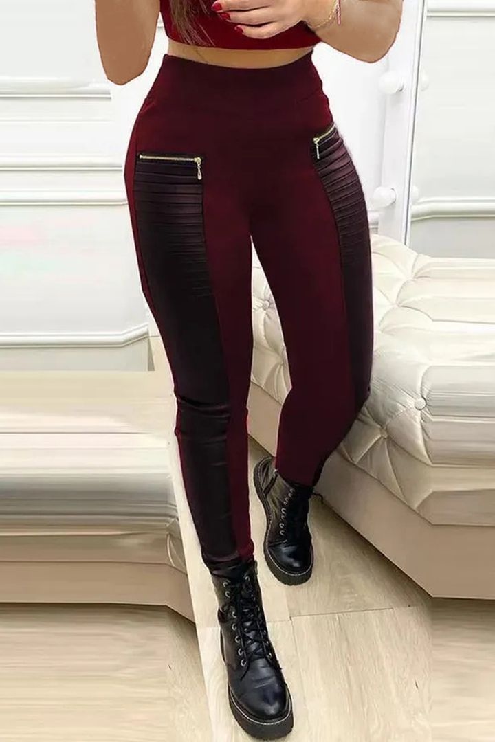 Leren Pantalon Met Rits Sluiting
