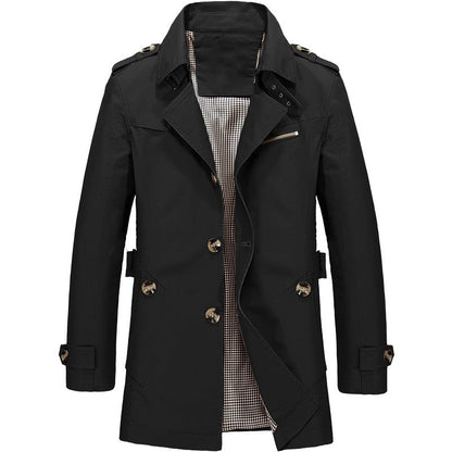 Elegante Lange Lederen Jas