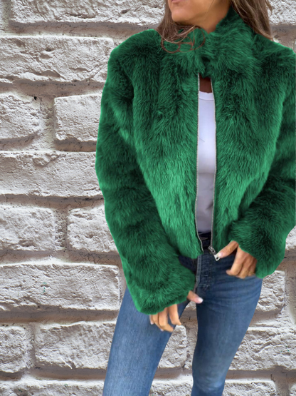 Dames Velvet Jas Warm en Zachte Pluche Stof voor Herfst en Winter