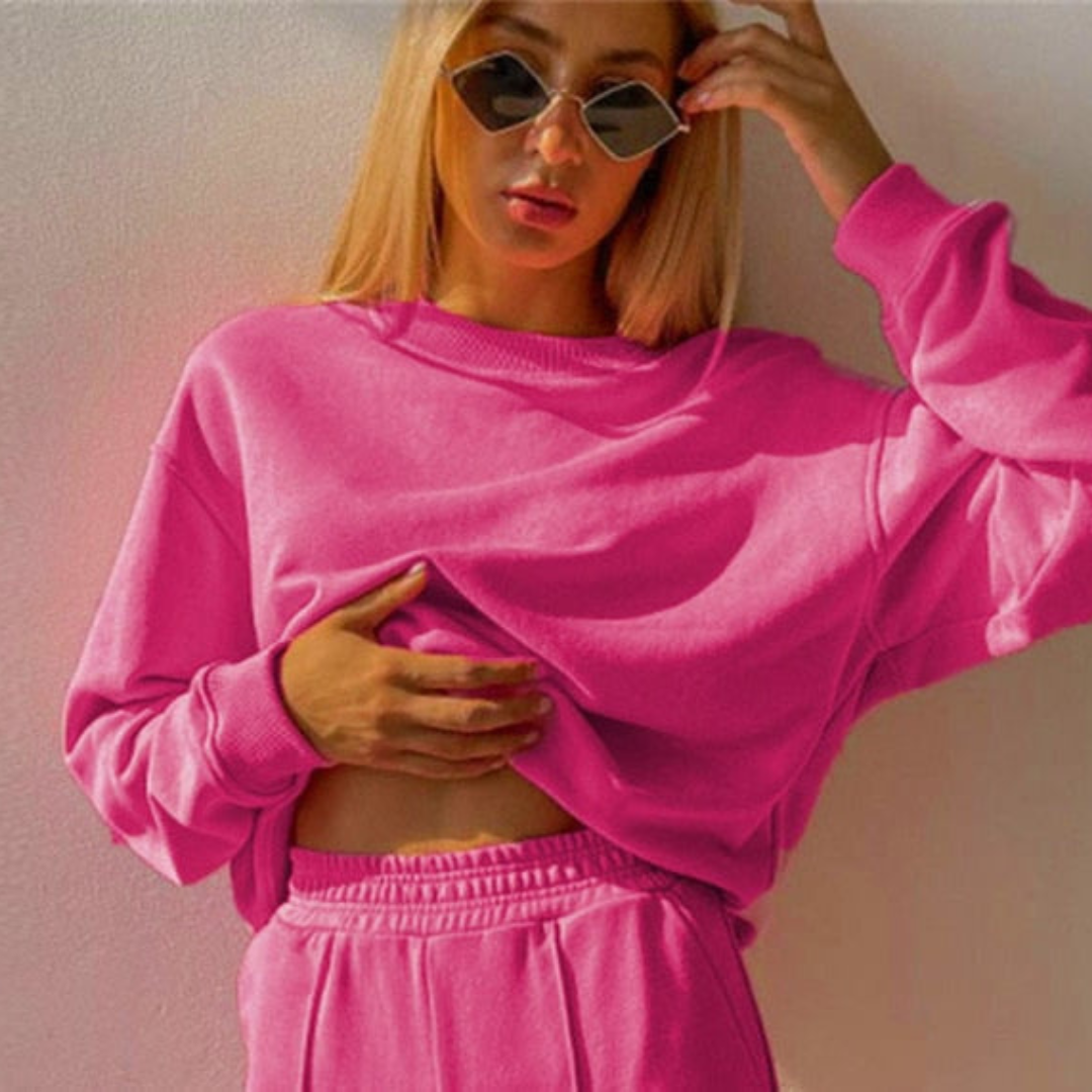 Dames Joggingset Zacht Comfortabel Jogbroek en Sweatshirt