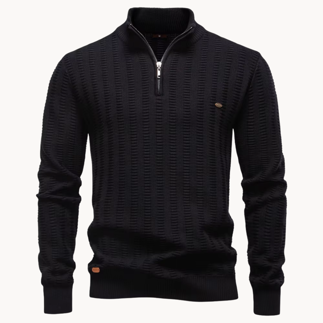 Heren Trui Katoen Quarter-Zip met Textuur Warm en Comfortabel