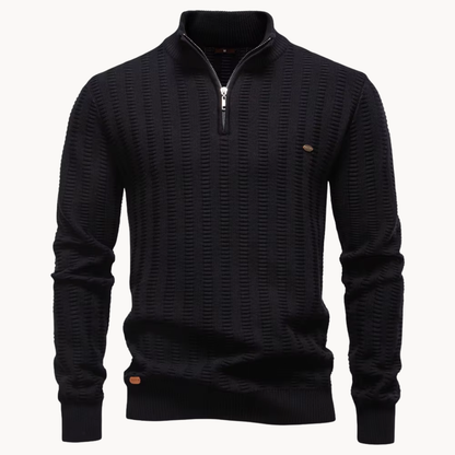 Heren Trui Katoen Quarter-Zip met Textuur Warm en Comfortabel