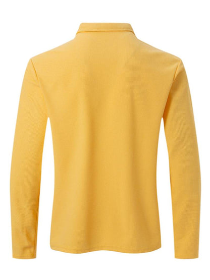 Heren Wafelshirt Lange Mouwen V-Hals Casual Kleding