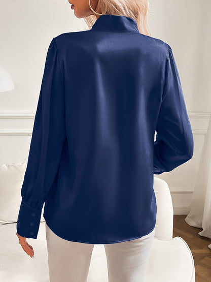 Damesblouse Strik Hals en Lange Elegante Mouwen